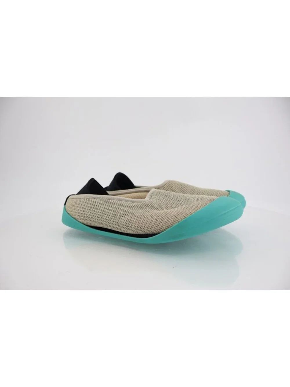 Mahabis Summer Gray Mesh Slippers 6.5 Tan Green Flats Detachable Sole Rubber